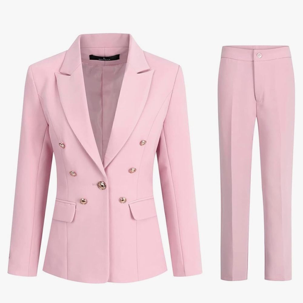 YUNCLOS Vintage 2 Piece Office Suit Set, 1 Button Blazer and Suit Pants